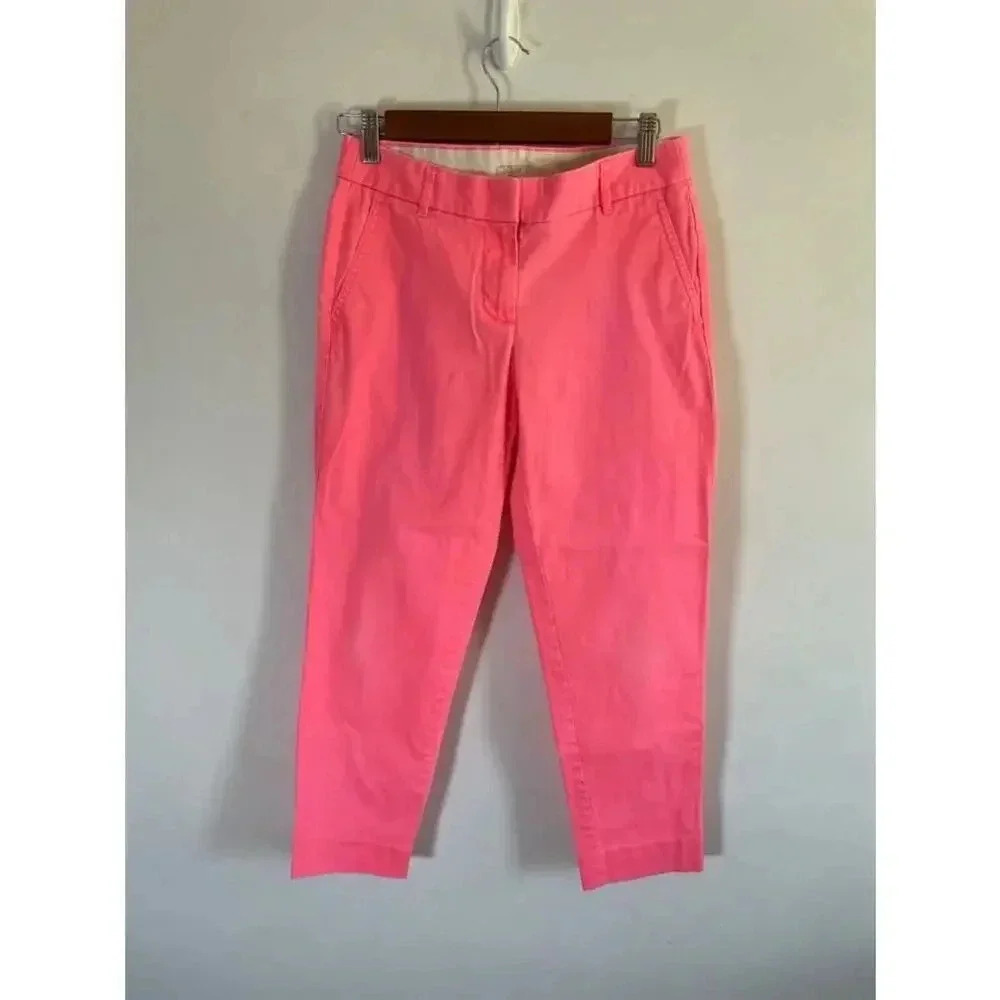 Women's J.Crew HoT Pink Stretch Capris‎ Size 2 GUC! 0272